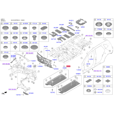 Болт кронштейна поперечної балки (підрамника) 54849-07000 Mobis - 5484907000 - схема з каталогу 54849, KEURPDE22 5484907000