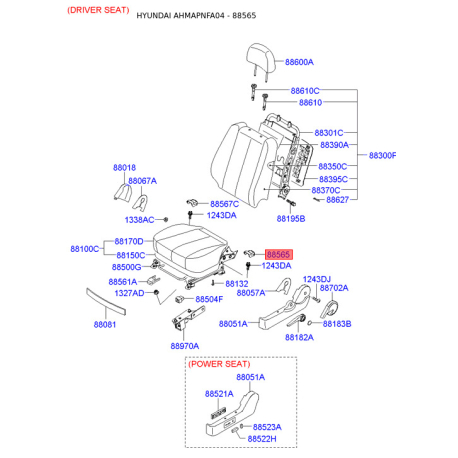 Сидение крепление заднее левое 88566-3K000QD Mobis - 885663K000QD - схема с каталога 88565, AHMAPNFA04 885663K000QD