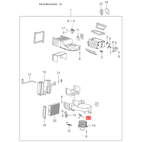 Каркас сиденья левый 88521-34210 Mobis - 8852134210 - схема с каталога 19, EURK3C002A 8852134210