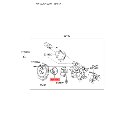 Віта пружина, подушка безпеки 93440-1F000 Mobis - 934401F000 - схема з каталогу 93455A, SEURPFQZ07 934401F000