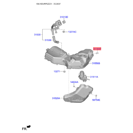 Абсорбер, топливная система, комплектующие 31181-22000 Mobis - 3118122000 - схема с каталога 31181F, KEURPGZ23 3118122000