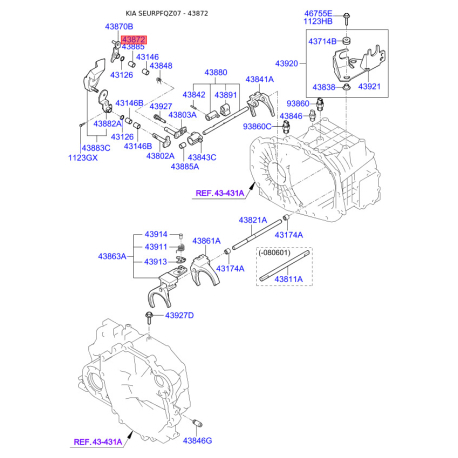 Втулка КПП 43872-39000 Mobis - 4387239000 - схема з каталогу 43872, SEURPFQZ07 4387239000