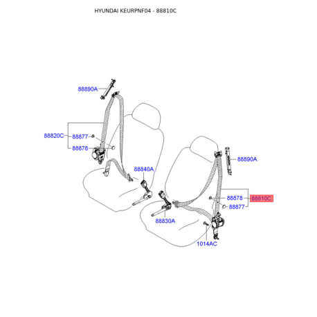 Ремень безопасности левый 88810-3K030QD Mobis - 888103K030QD - схема с каталога 88810C, KEURPNF04 888103K030QD