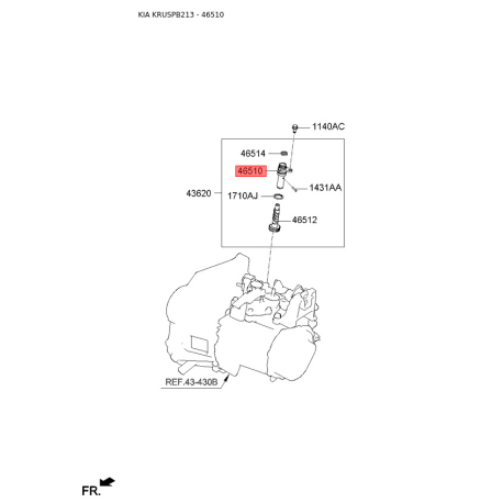 Шестерня спідометра ведена і ведуча 43622-22600 Mobis - 4362222600 - схема з каталогу 46510, KRUSPB213 4362222600