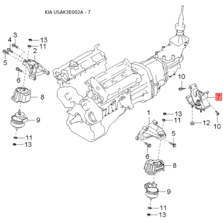 Решётка панели приборов (торпеды) правая 97490-3E000ND Mobis - 974903E000ND - схема с каталога 7, USAK3E002A 974903E000ND