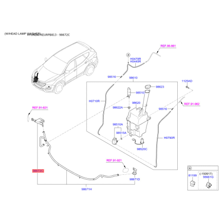 Адаптер, водяний насос омивача правий 98672-B8000 Mobis - 98672B8000 - схема з каталогу 98672C, KEURPB813 98672B8000