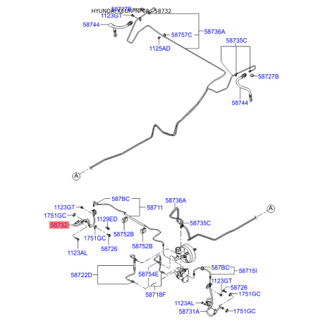 Шланг тормозной передний правый 58732-3K100 Mobis - 587323K100 - схема с каталога 58732, KEURPNF08 587323K100