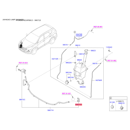 Адаптер, водяний насос омивача лівий 98671-B8000 Mobis - 98671B8000 - схема з каталогу 98671D, KEURPB813 98671B8000