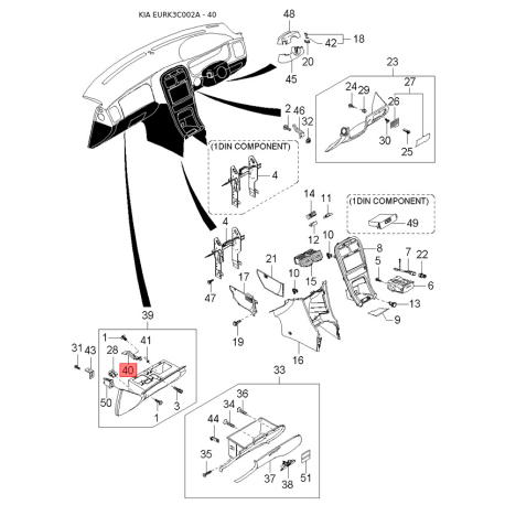 Гальмівна несуча пластина права 58370-38010 Mobis - 5837038010 - схема з каталогу 40, EURK3C002A 5837038010