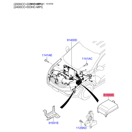 Коробка предохранителей и реле 91950-3W522 Mobis - 919503W522 - схема с каталога 91950E, KEURPSL10 919503W522