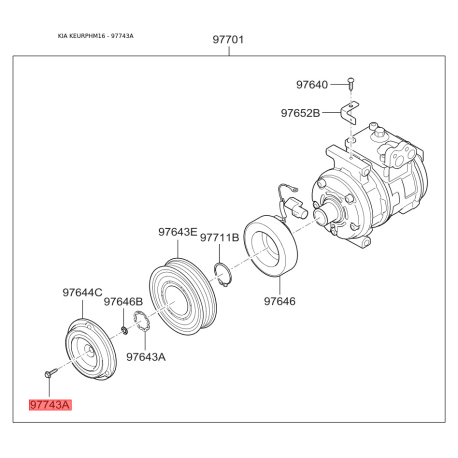 Заглушка головки блока цилиндров 97647-1G000 Mobis - 976471G000 - схема с каталога 97743A, KEURPHM16 976471G000