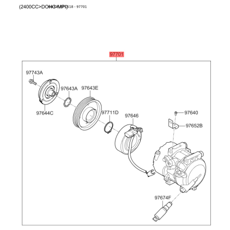 Компресор кондиціонера 97701-C5400 Mobis - 97701C5400 - схема з каталогу 97701, KRUSPC518 97701C5400