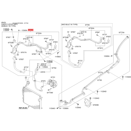 Трубопровод высокого / низкого давления, кондиционер 97759-2P350 Mobis - 977592P350 - схема с каталога 97759, KEURPXM09 977592P350