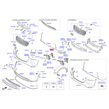 Фара денного освітлення ліва 92207-B8500 Mobis - 92207B8500 - схема з каталогу 92207, KEURPB816 92207B8500