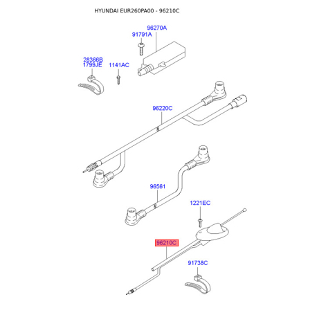 Антенна 96210-26000 Mobis - 9621026000 - схема с каталога 96210C, EUR260PA00 9621026000