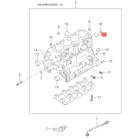 Упор (отбойник) крышки багажника нижний 82191-3C000 Mobis - 821913C000 - схема с каталога 10, EURK3C002A 821913C000