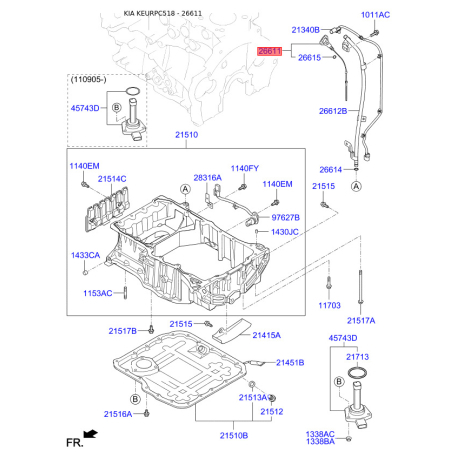 Щуп рівня масла 26611-2F900 Mobis - 266112F900 - схема з каталогу 26611, KEURPC518 266112F900