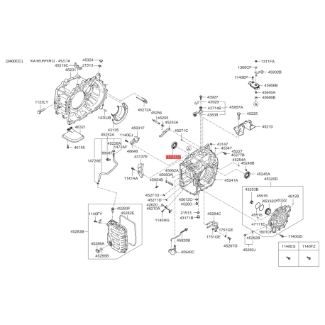 Манжета (сальник) півосі АКПП 45245-3B500 Mobis - 452453B500 - схема з каталогу 45217A, KEURPXM12 452453B500
