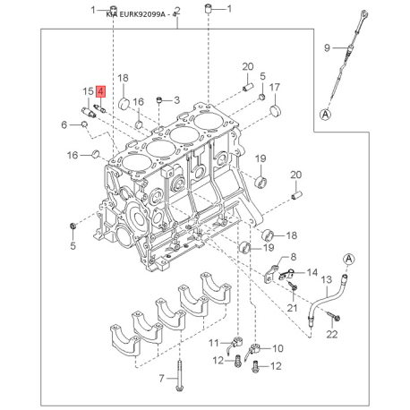 Угольная щетка, стартер 36172-2W200 Mobis - 361722W200 - схема с каталога 4, EURK92099A 361722W200