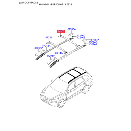 Молдинг даху 87290-2B100 Mobis - 872902B100 - схема з каталогу 87238, KEURPCM06 872902B100