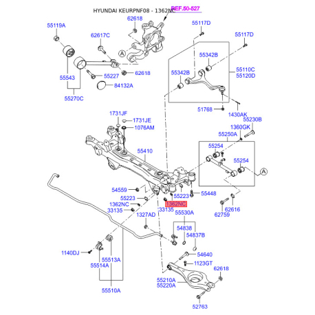 Шайба (пластина) сайлентблока заднього підрамника (задньої балки) 55223-26000 Mobis - 5522326000 - схема з каталогу 1362NC 5522326000
