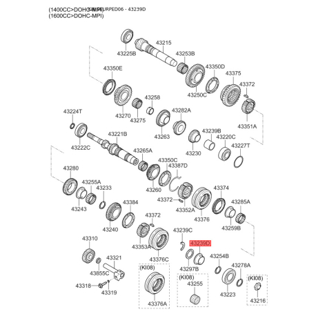 Кольцо (шайба) упорное КПП 43239-23201 Mobis - 4323923201 - схема с каталога 43239D, SEURPED06 4323923201
