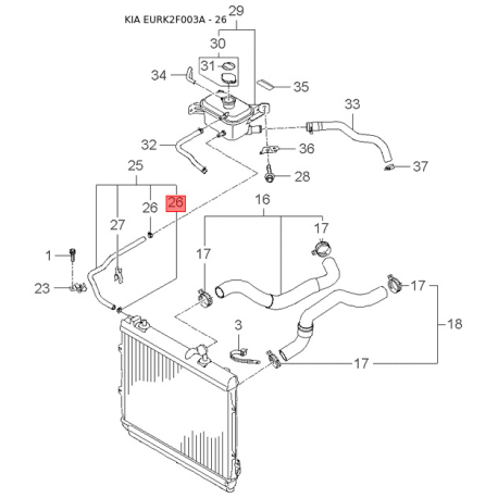 Вугільна щітка, стартер 36155-35010 Mobis - 3615535010 - схема з каталогу 26, EURK2F003A 3615535010