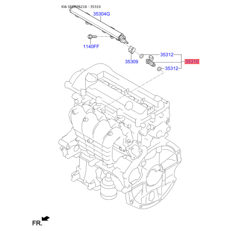 Форсунка 35310-04090 Mobis - 3531004090 - схема з каталогу 35310, SEURPA216 3531004090