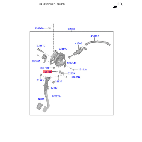 Втулка педали 32838-2D100 Mobis - 328382D100 - схема с каталога 32838B, KEURPSK22 328382D100