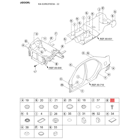 Ведущая шестерня, стартер 36143-32510 Mobis - 3614332510 - схема с каталога 22, EURK2F003A 3614332510