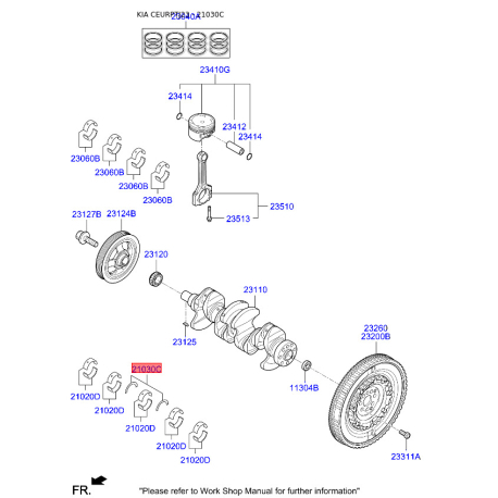 Вкладиші корінні 21030-04002 Mobis - 2103004002 - схема з каталогу 21030C, CEURPTJ23 2103004002