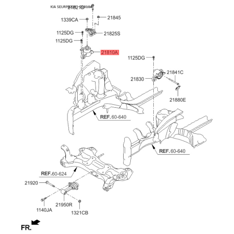 Подушка двигателя 21810-A5500 Mobis - 21810A5500 - схема с каталога 21810A, SEURPA216 21810A5500