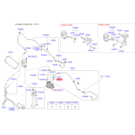 Ущільнювальне кільце (шайба) гідравлічного шланга (трубки) рульового підсилювача 57272-26300 Mobis - 5727226300 5727226300