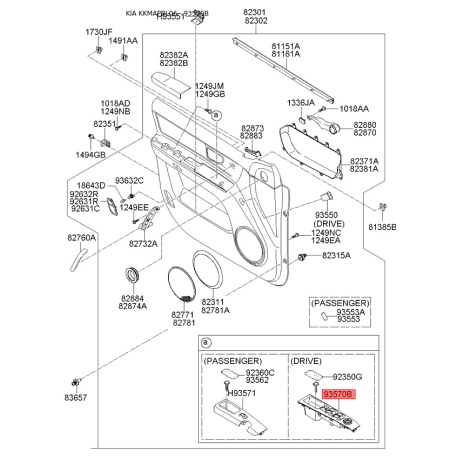 Блок кнопок склопідйомника 93570-3E250CY Mobis - 935703E250CY - схема з каталогу 93570B, KKMAPBL06 935703E250CY