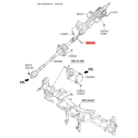 Болт рулевой колонки 56415-35000 Mobis - 5641535000 - схема с каталога 56415B, KEURPDH11 5641535000