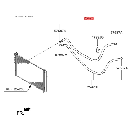 Масляний шланг 25420-3X000 Mobis - 254203X000 - схема з каталогу 25420, SEURPA216 254203X000