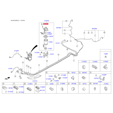 Кольцо уплотнительное топливной системы 31975-4A100 Mobis - 319754A100 - схема с каталога 31975B, KRUSPB213 319754A100
