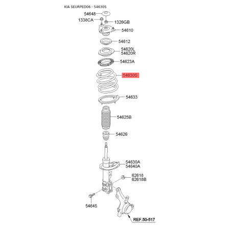 Пружина ходової частини 54630-1H010 Mobis - 546301H010 - схема з каталогу 54630S, SEURPED06 546301H010