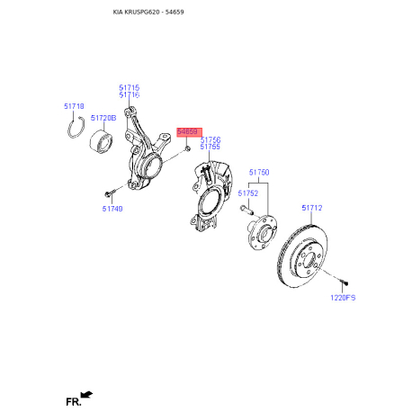 Гайка штока амортизатора 54659-26000 Mobis - 5465926000 - схема з каталогу 54659, KRUSPG620 5465926000