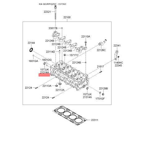 Заглушка головки блока циліндрів 15732-25003 Mobis - 1573225003 - схема з каталогу 1573GC, SEURPFQZ07 1573225003