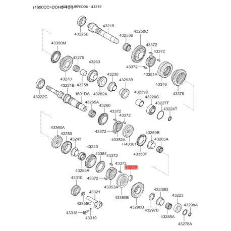 Кольцо (шайба) упорное КПП 43239-23254 Mobis - 4323923254 - схема с каталога 43239, SEURPED06 4323923254
