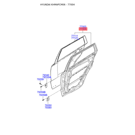 Дверь, кузов правая 77004-2B030 Mobis - 770042B030 - схема с каталога 77004, KHMAPCM06 770042B030