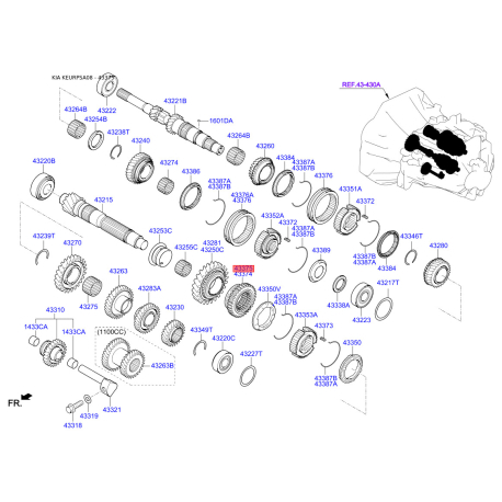 Кольцо синхронизатора, ступенчатая коробка передач 43375-23000 Mobis - 4337523000 - схема с каталога 43375, KEURPSA08 4337523000