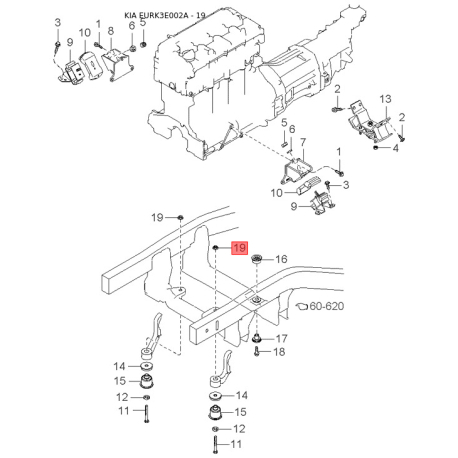 Масляный поддон 21510-38450 Mobis - 2151038450 - схема с каталога 19, EURK3E002A 2151038450