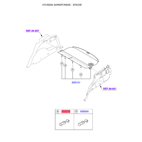 Обивка багажника 85912-2B001J9 Mobis - 859122B001J9 - схема с каталога 85920E, AHMAPCMA06 859122B001J9