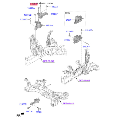 Болт кронштейна мотора 21821-2G536K Mobis - 218212G536K - схема с каталога 1140HC, CEURPIX24 218212G536K