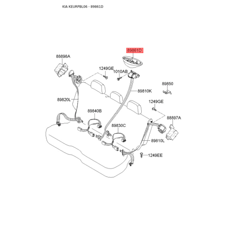 Сидіння кріплення 89861-3E200CY Mobis - 898613E200CY - схема з каталогу 89861D, KEURPBL06 898613E200CY