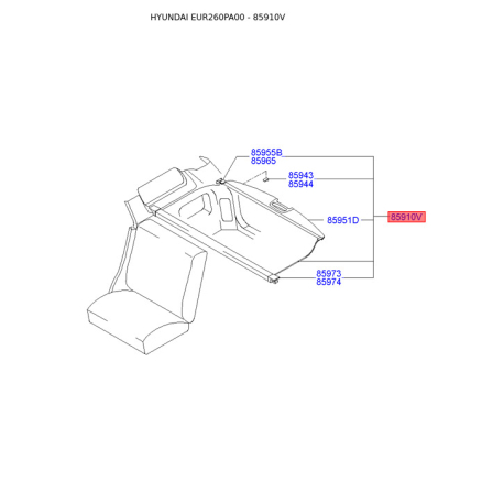 Полка багажника 85910-26000TI Mobis - 8591026000TI - схема с каталога 85910V, EUR260PA00 8591026000TI