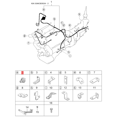 Крепление обшивки багажника K9994-00602B Mobis - K999400602B - схема с каталога 2, USAK3E002A K999400602B