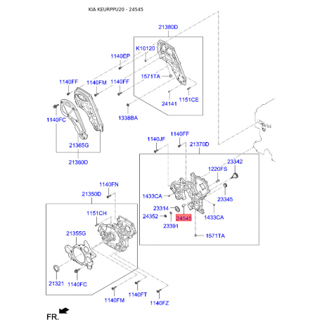 Вкладиш (втулка) блоку циліндрів 21315-4A001 Mobis - 213154A001 - схема з каталогу 24545, KEURPPU20 213154A001